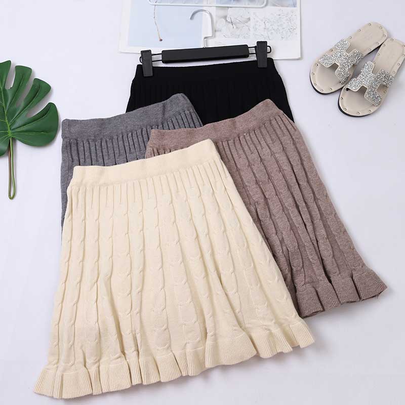 Spring Knitted Skirts Women High Waist Pleated Mini Skirt Black Slim Vintage Gray Sexy Tutu Skirt mini pure style, Beige
Spring Knitted Skirts Women High Waist Pleated Mini Skirt Black Slim Vintage Gray Sexy Tutu Skirt mini pure style, Beige