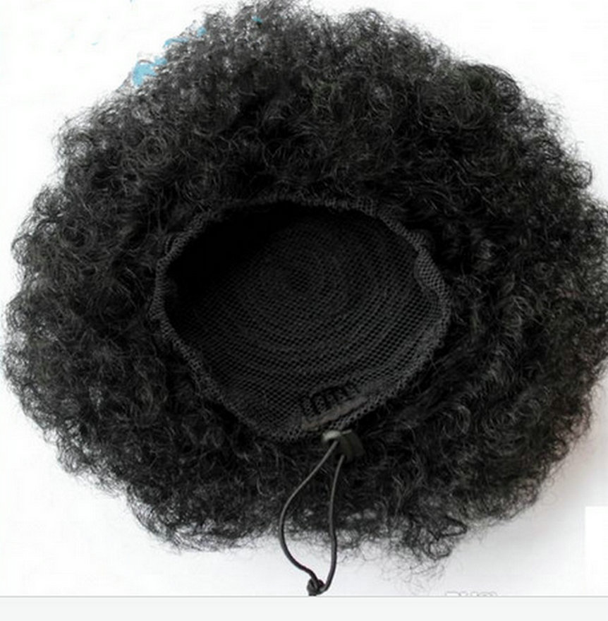 Cute women ponytail afro kinky curly puff 4c clip in drawstring ponytail human hair 120g colors fast delivery