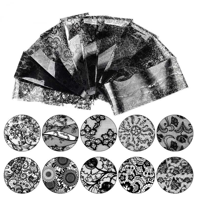 10Pcs Black Lace Starry sky Nail Foils Set 4*20cm Flower Star Heart Starry Cut in Pieces Manicure Nail Art Transfer Sticker DIY
10Pcs Black Lace Starry sky Nail Foils Set 4*20cm Flower Star Heart Starry Cut in Pieces Manicure Nail Art Transfer Sticker DIY