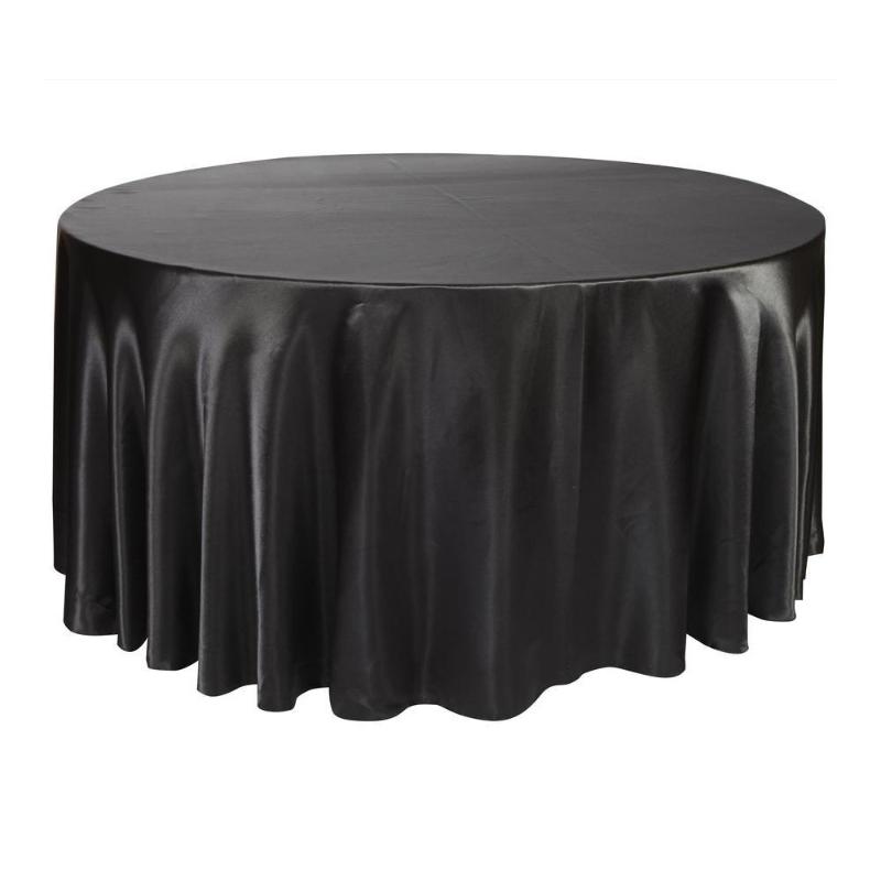 Satin Tablecloth White Black Solid Color For Wedding Birthday Party Table Cover Round Table Cloth Home Decor