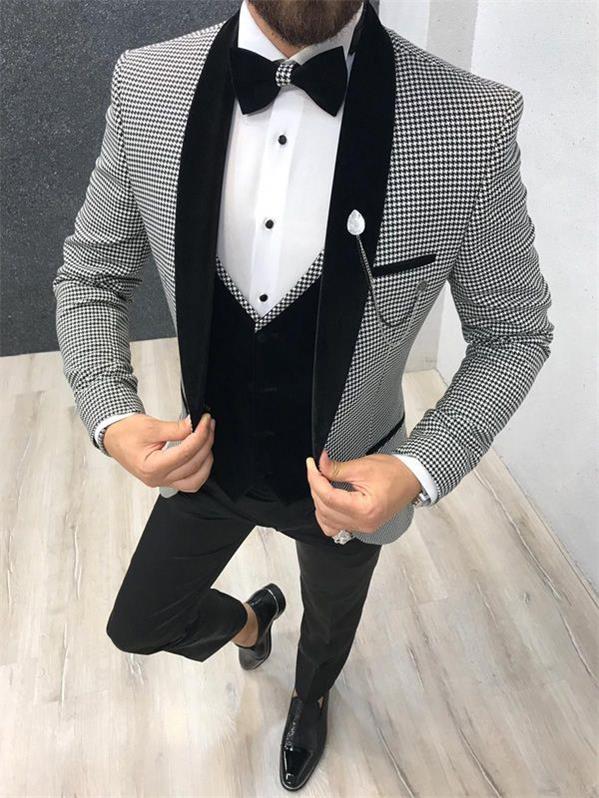 Groom Tuxedos Groomsmen Shawl Lapel Custom Made Houndstooth Men Suits Wedding/Prom/Dinner Best Man Blazer ( Jacket+Pants+Vest+Tie ) M1409, Same as image
Groom Tuxedos Groomsmen Shawl Lapel Custom Made Houndstooth Men Suits Wedding/Prom/Dinner Best Man Blazer ( Jacket+Pants+Vest+Tie ) M1409, Same as image