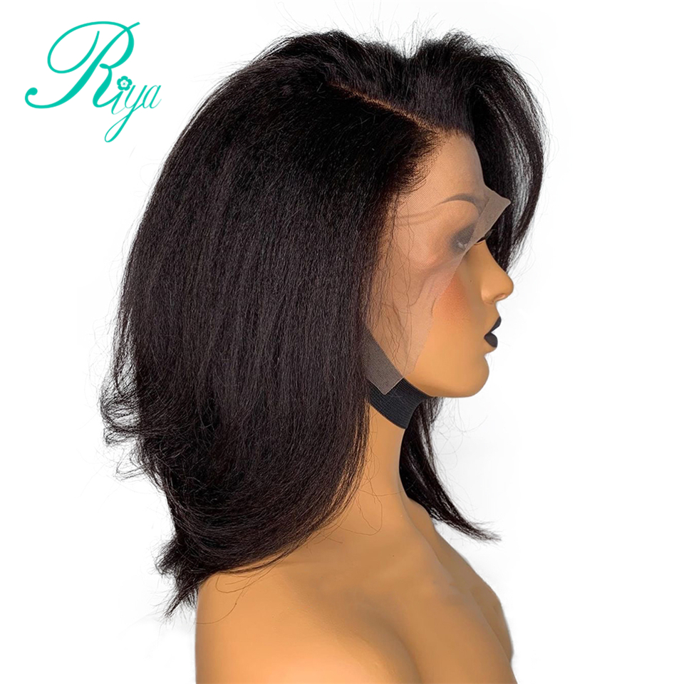New Pixie 150% Short Cut Bob Blunt Yaki Lace Front simulation Human Hair Wigs For Black Women Preplucked Kinky Straight synthetic hair wig