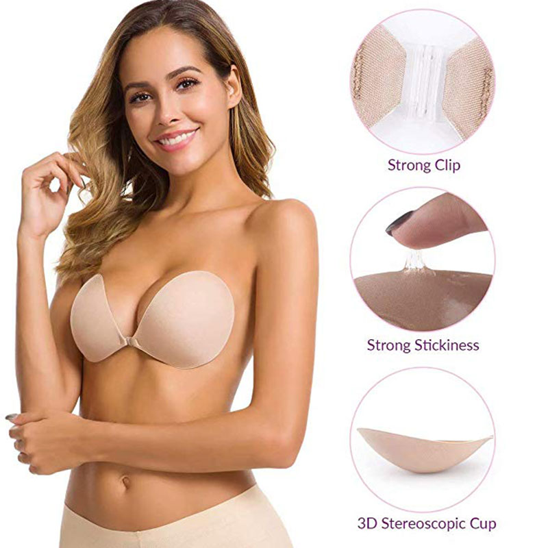 Sexy Lingerie Women Thicken Adhesive Strapless Bra Comfortable Seamless Push Up Bra Silicone Lifting Sticky Invisible Waterproof23