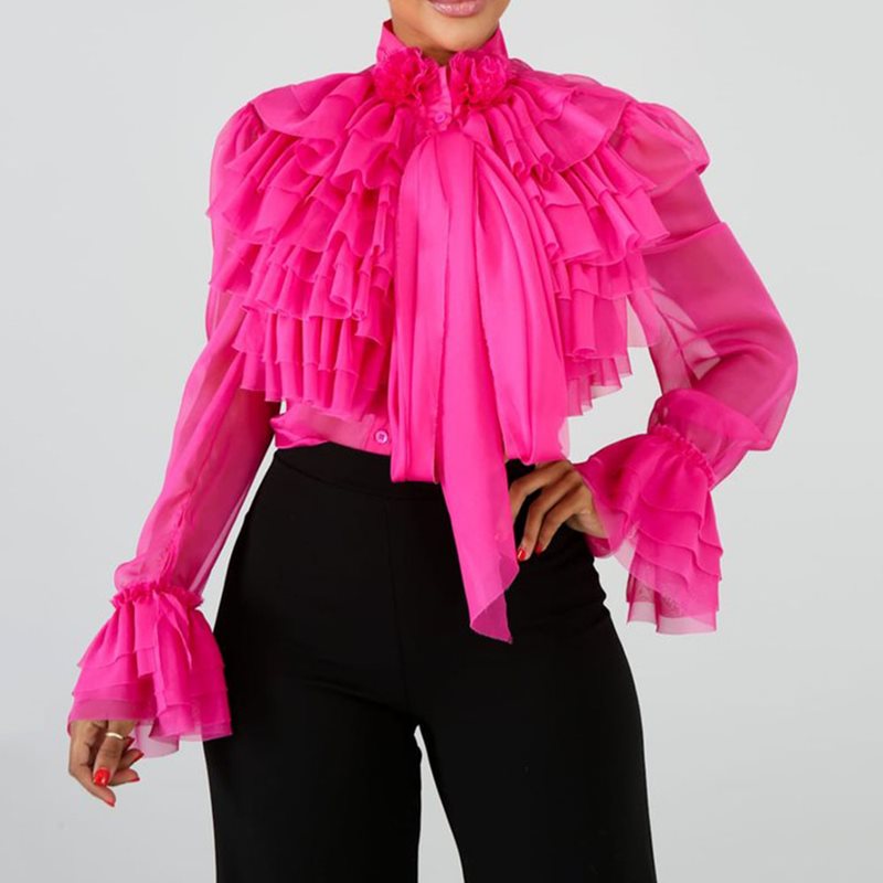 Vintage Pure Color Falbala Blouse Women Long Sleeve Bowknot Pink Ruffles Female Tops Summer Office Plus Size Shirts and Blouses, White
Vintage Pure Color Falbala Blouse Women Long Sleeve Bowknot Pink Ruffles Female Tops Summer Office Plus Size Shirts and Blouses, White