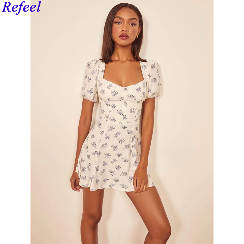 Elegant french vintage dress woman square neck A line high waist elastic bust short sleeve backless holiday summer mini dress, As pic
Elegant french vintage dress woman square neck A line high waist elastic bust short sleeve backless holiday summer mini dress, As pic