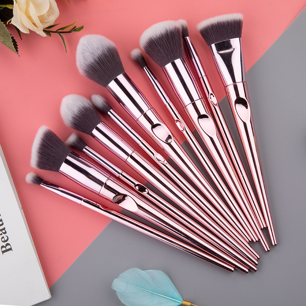 10pcs Unique shape Bump Handle Makeup Brushes set Foundation Blending Blush Face Brush Eyeshadow Eyebrow Concealer brushes Kit