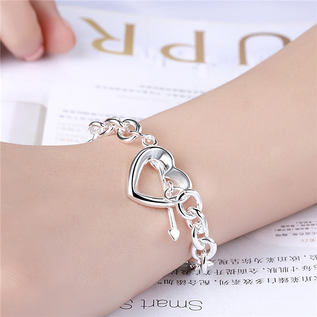 Hot sale best gift 925 silver Stone mandrel Bracelet - no words DFMCH034, brand new fashion 925 sterling silver plated Chain link bracelets
