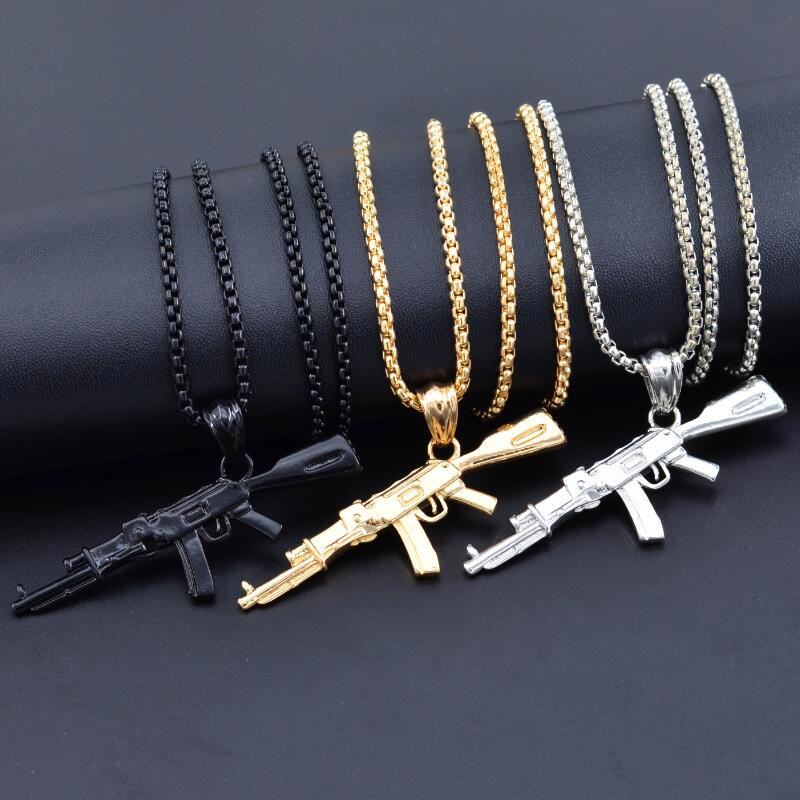 3 Color Steampunk Personalized AK47 Gun Big Pendant Necklaces Men Black Silver Gold Alloy Statement Necklace Hip Hop Jewelry
3 Color Steampunk Personalized AK47 Gun Big Pendant Necklaces Men Black Silver Gold Alloy Statement Necklace Hip Hop Jewelry