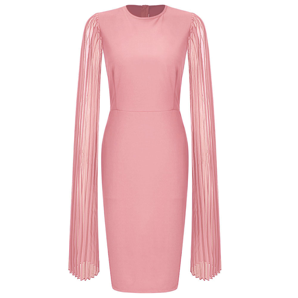 elegant Cape Sleeve Dress women slim solid sexy bodycon dress female 2019 office lady workwear vintage hip package party dresses MX200518