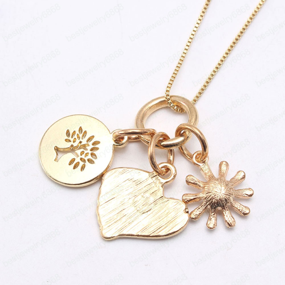 Fashion Design Kids Girls Heart Flower Key Pendants Necklace Baby Child Charming Chain Necklace Jewelry Accessories New