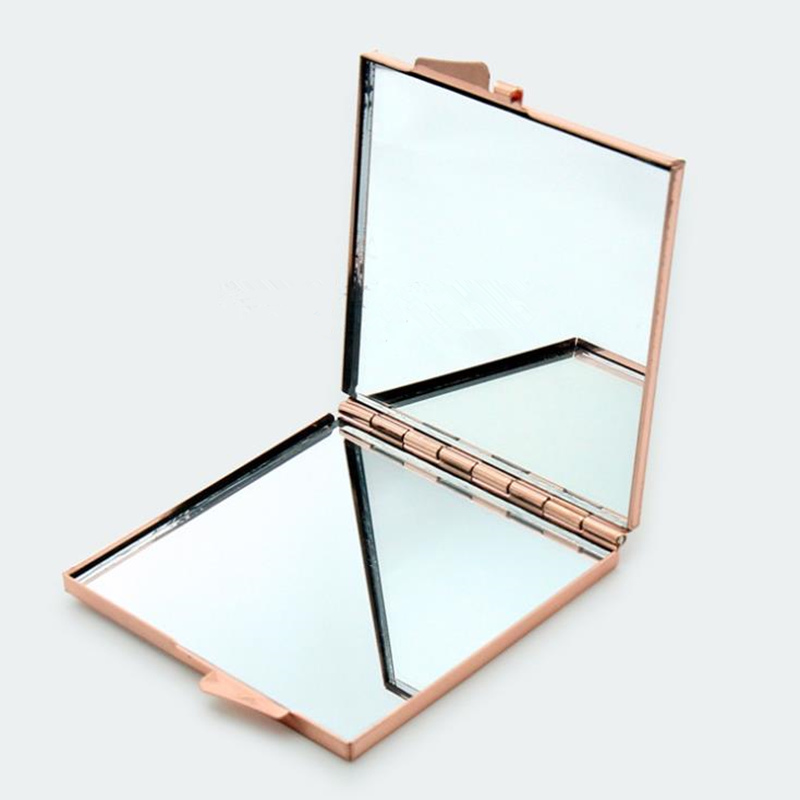 Makeup Mirror Solid Color Metal Round Case Double-Side Pop-Up Pocket Mirror Beauty Accessories Rose Gold F2290