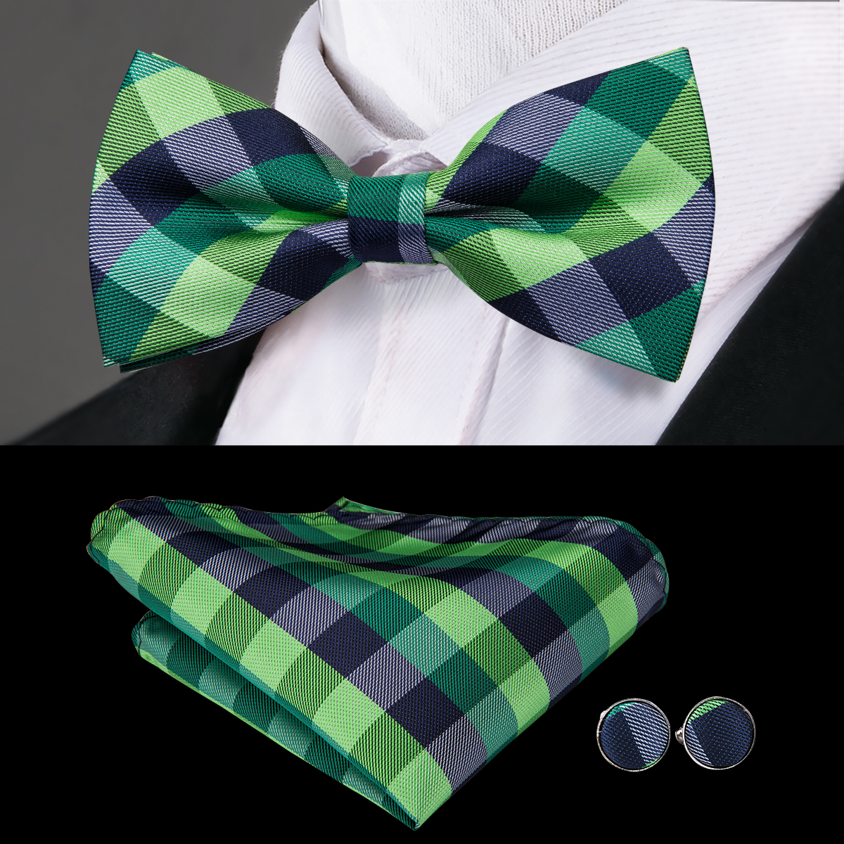 Hi-Tie New Style Wedding Ties for Men Green Floral Bow Tie Pocket Square Cufflinks Set High Quality Jacquard Woven Silk Bow Tie LH-792, Black;gray
Hi-Tie New Style Wedding Ties for Men Green Floral Bow Tie Pocket Square Cufflinks Set High Quality Jacquard Woven Silk Bow Tie LH-792, Black;gray
