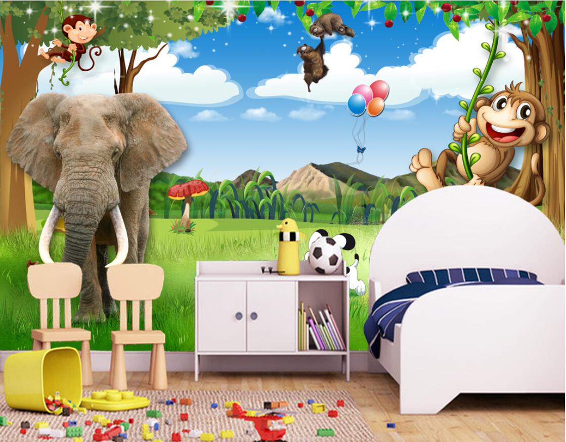 3d room wallpaper cloth custom photo Beautiful scenery, fresh scenery, cartoon kids room wallpaper for walls 3 d print fabric wall covering, Picture shows