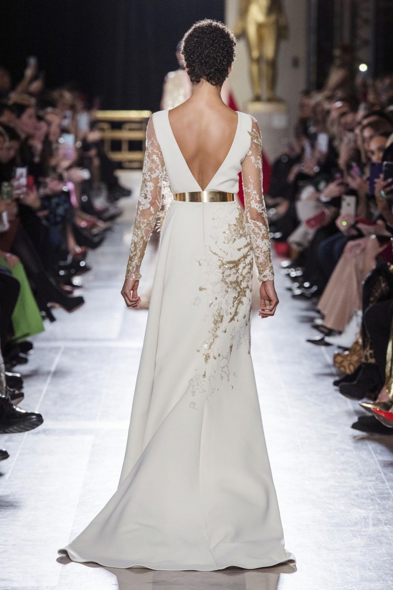 elie saab split slit mermaid evening dresses sequined beads lace appliqued prom gowns sweep train long sleeve party dress