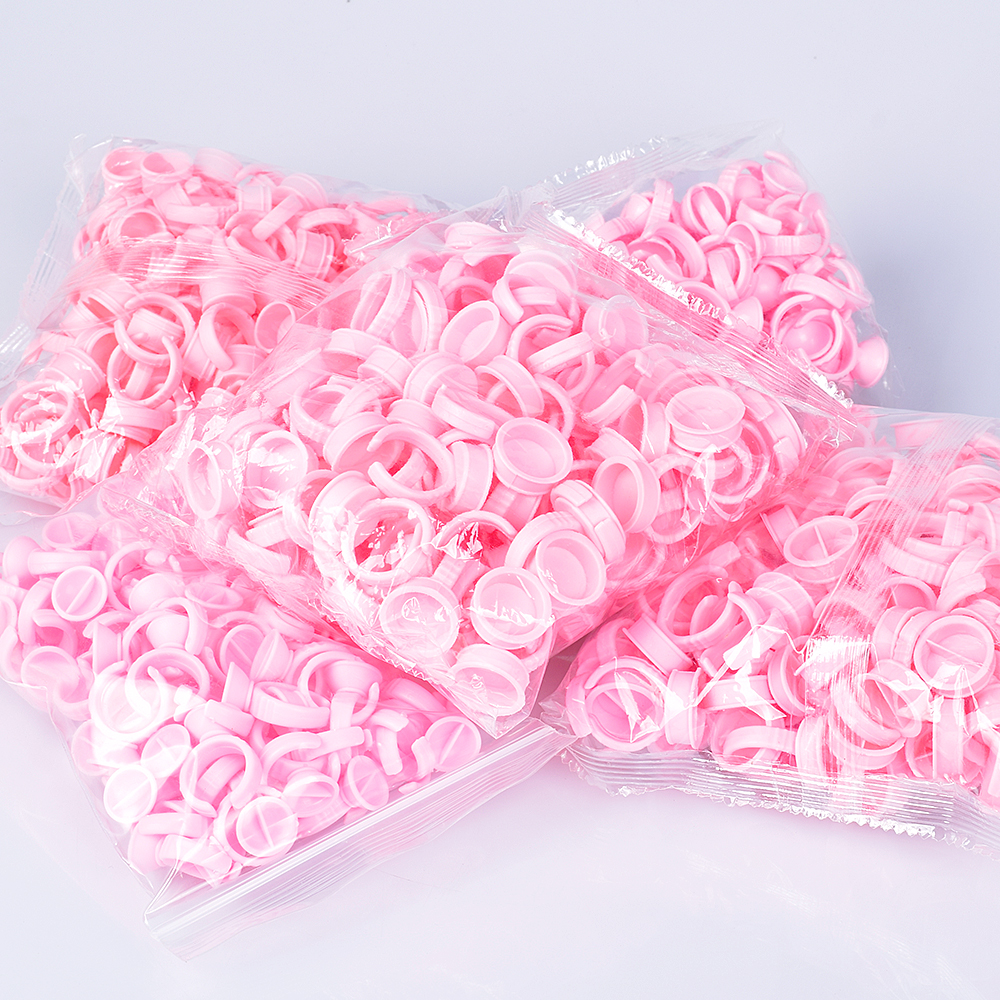 300Pcs Disposable Caps Microblading Pink Ring Tattoo Ink Cup For Supplies Accessorie Makeup Tattoo Art Tools