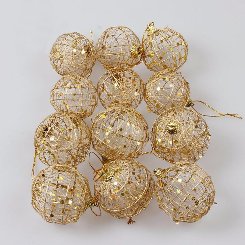 Christmas 6pcs Christmas Xmas Tree Gold Ball Baubles Hanging Party Ornament Decoration free shipping
