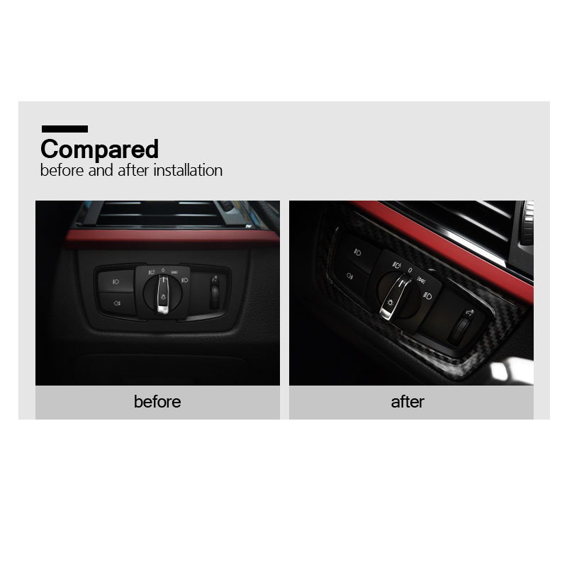 Carbon Fiber Headlight Switch Buttons Decorative Frame Cover Trim Dashboard Interior Molding Sticker for BMW F30 F34 Car Styling