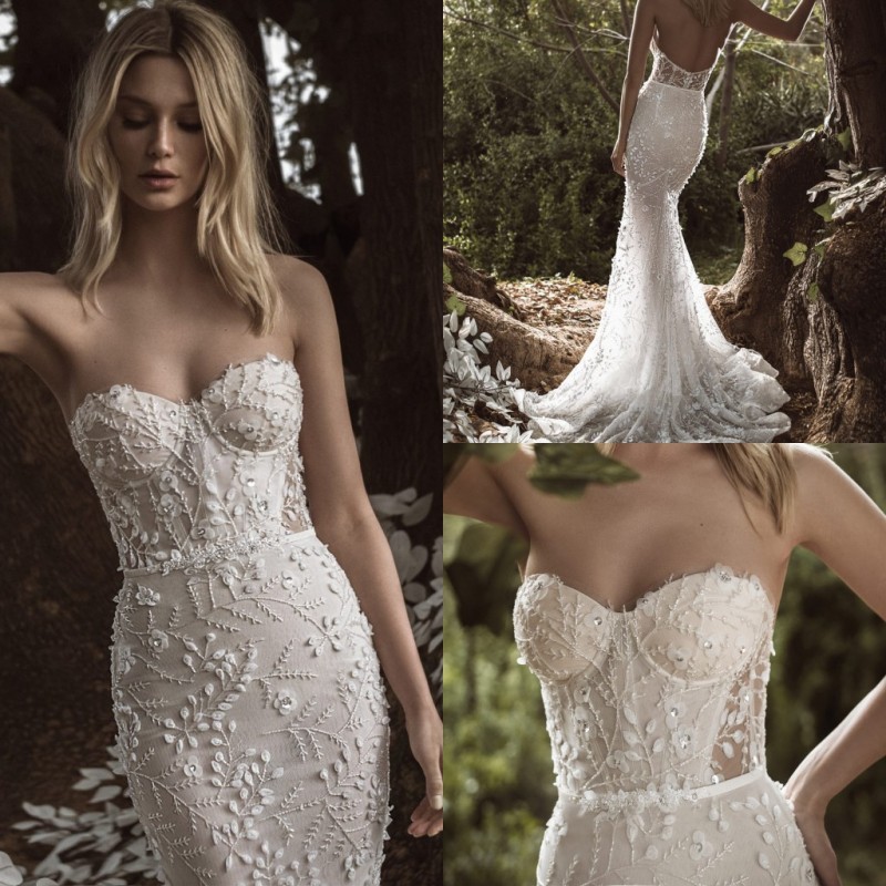 2019 Berta Mermaid Wedding Dresses Lace 3D Floral Appliqued Beaded Sweetheart Boho Wedding Dress Sweep Train Sexy Back Country Bridal Gowns, Light sky blue
2019 Berta Mermaid Wedding Dresses Lace 3D Floral Appliqued Beaded Sweetheart Boho Wedding Dress Sweep Train Sexy Back Country Bridal Gowns, Light sky blue
