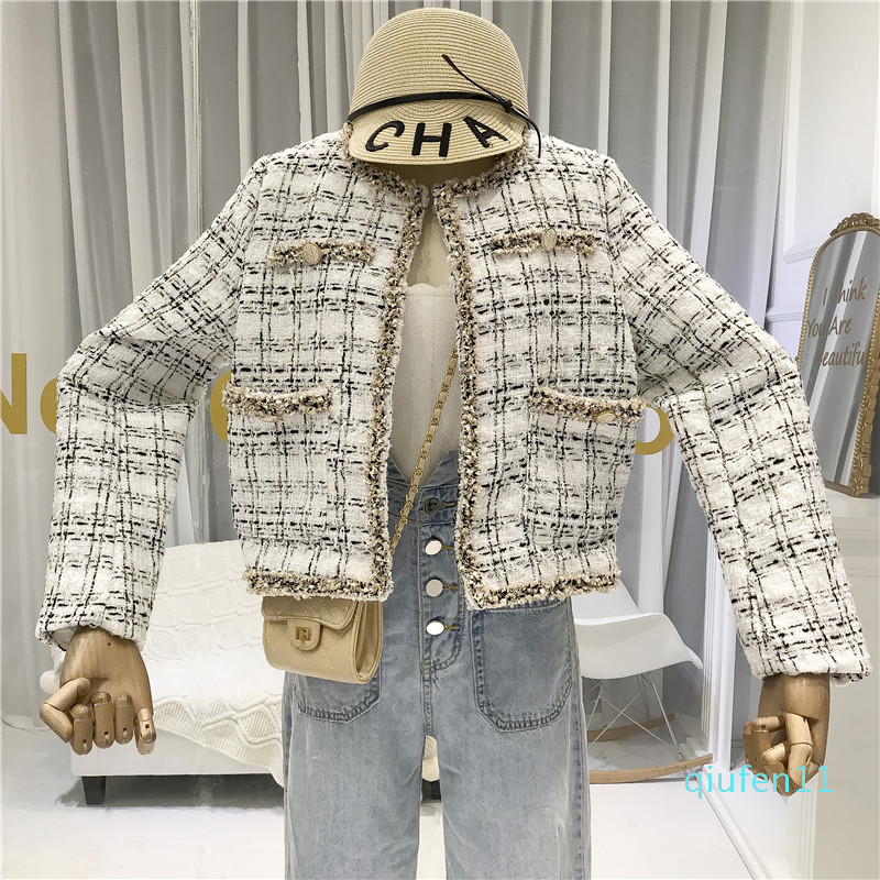 Fashion- Women Buttons Pockets Design Tweed Jackets Tassel Plaid Coats Female Autumn, White
Fashion- Women Buttons Pockets Design Tweed Jackets Tassel Plaid Coats Female Autumn, White