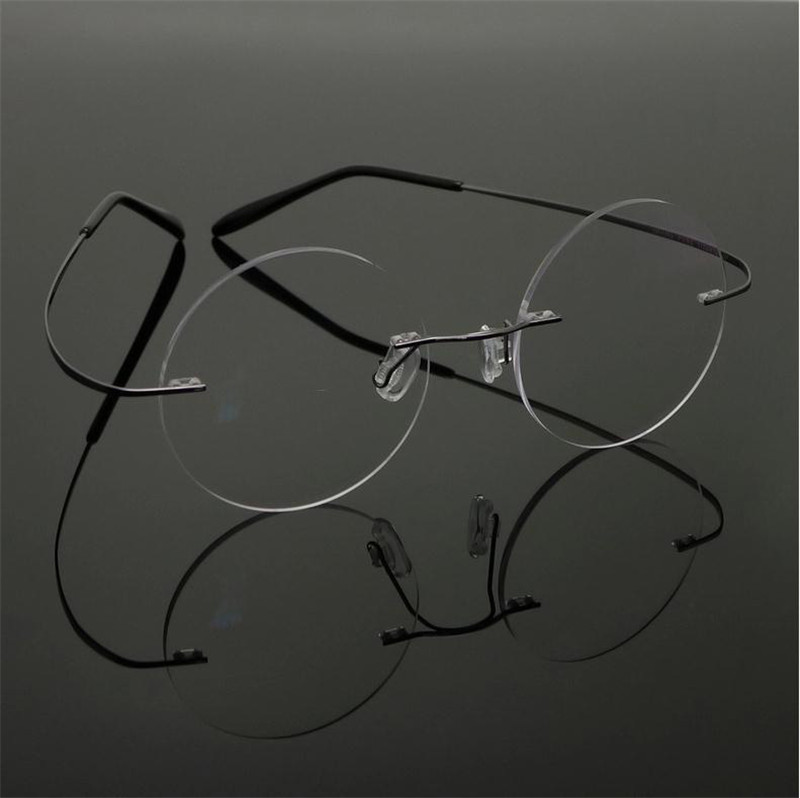 Wholesale-Steve Jobs Star Style Ultra-light Memory Titanium Rimless Myopia E Optical Glasses Frame Men Eyewear Oculos De Grau 6Pcs/Lot