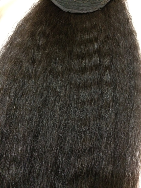 Natural blow out coarse yaki kinky straight ponytail hair extension wraps pony tail hairpiece drawstring adjustable ponytail clip in 120g