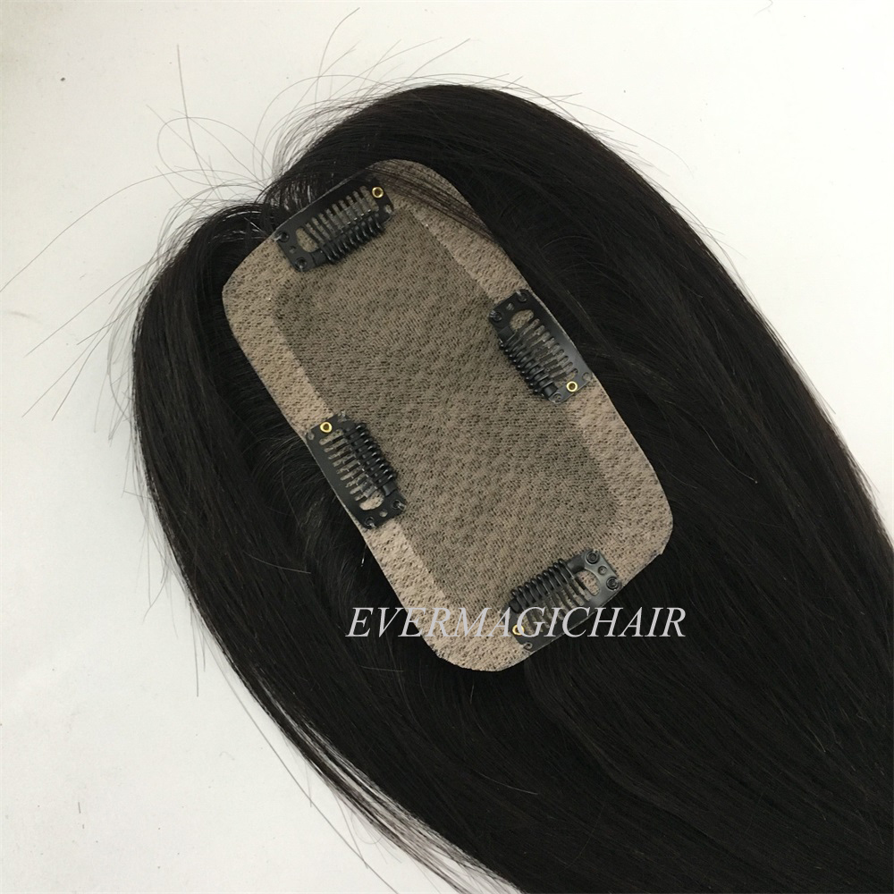 Toupee Hairpiece For Women Brazilian Virgin Hair Straight Human Hair 2.5x5 Silk Base Clip In Human Hair Extension Natural Color