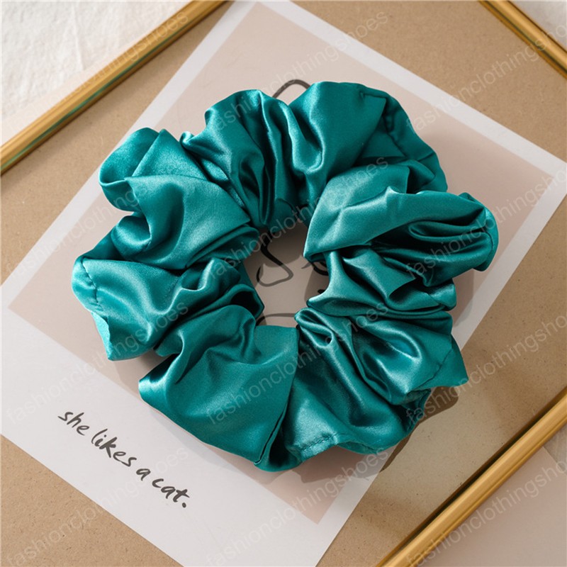 Ins Big Size Bright Color Hair Scrunchies Women Silk Scrunchie Elastic Hair Bands Girls Headwear Donut Grip Loop Ponytail Holder