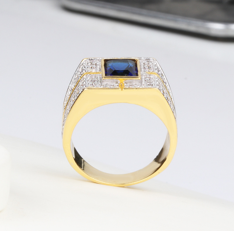 2019 New Arrival Infinity Classical Jewelry 925 Sterling Silver&Gold Fill Pave White Sapphire CZ Diamond Wedding Men Ring for Lovers' Gift