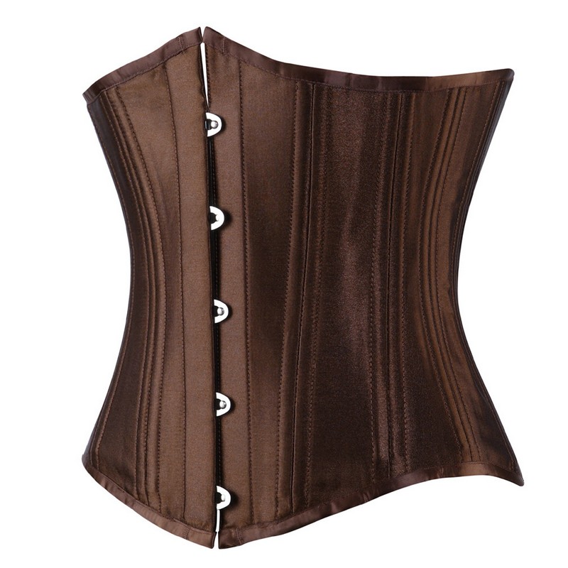 Women Black Corset Top 12pcs Steel Boned Satin Underbust Padded Lace-up Bodyshapers Waist Train Corset Slim Body Shaperwear Plus Size XS-6XL