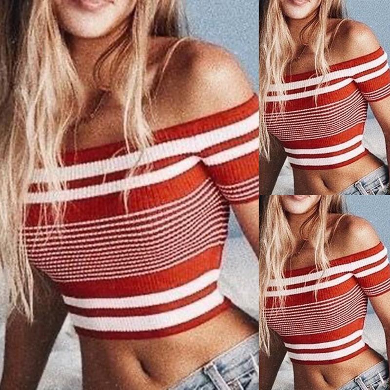 Women Tops Blouses 2020 Ladies Summer Sexy Slash Neck Knit Striped Print Tops Streetwear Cold Shoulder Short Sleeve Slim, As pic
Women Tops Blouses 2020 Ladies Summer Sexy Slash Neck Knit Striped Print Tops Streetwear Cold Shoulder Short Sleeve Slim, As pic