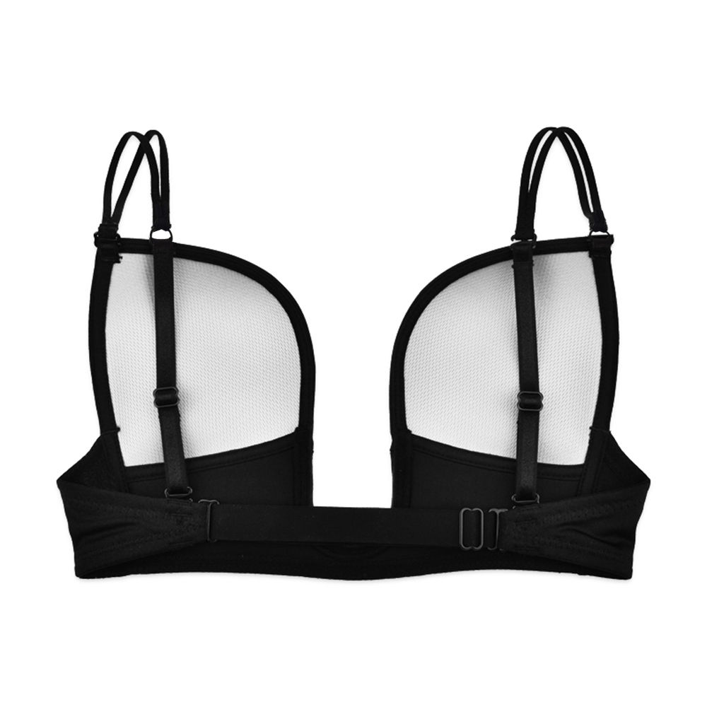 YANDW Push up Bras sexy plunge silicone & Simple transparent Straps girl plus size Big women bra 70 75 80 85 90 95 A B C D E