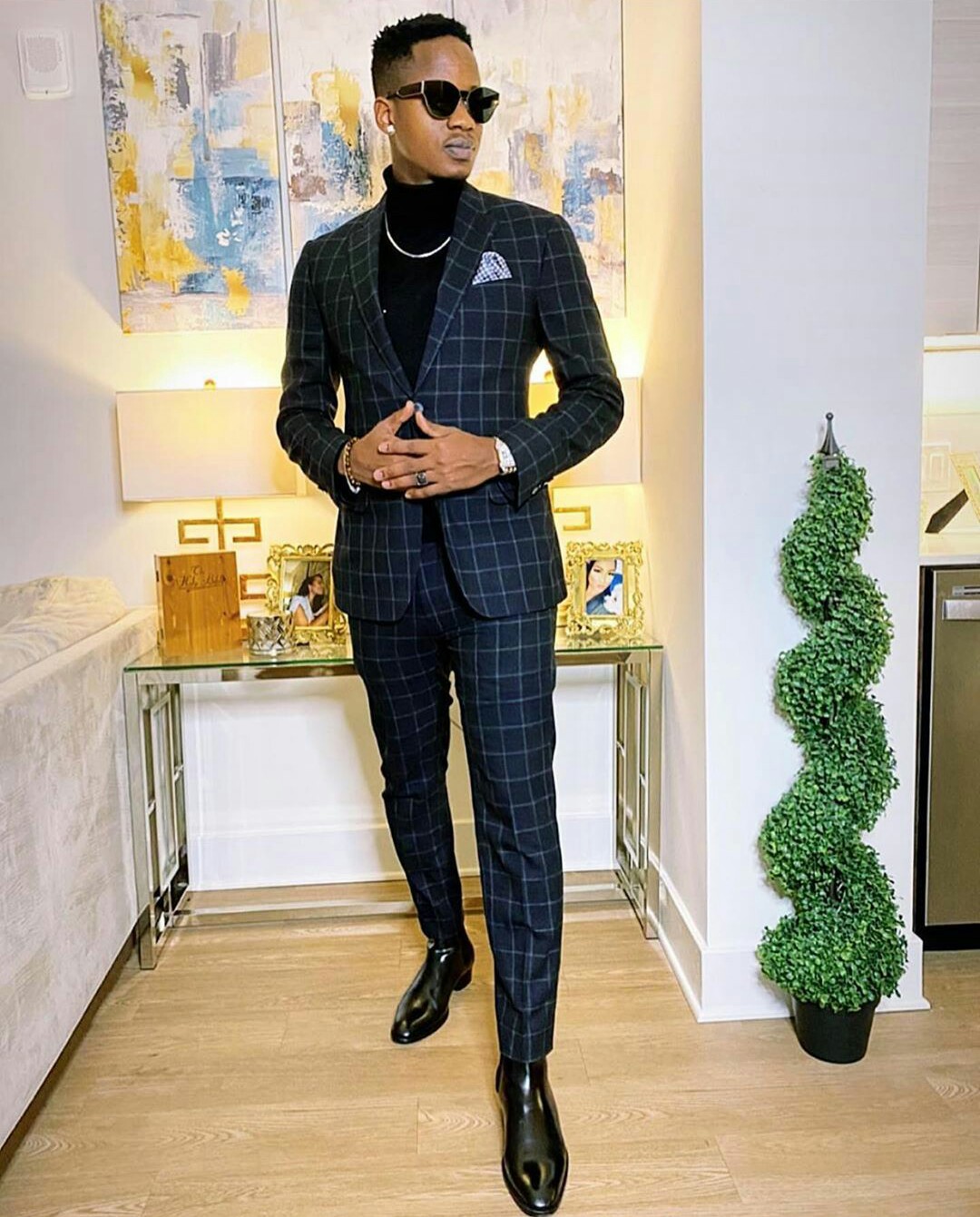 black plaid men suits blazer wedding suit slim fit 2 pieces groom tuxedos best mens prom party suits jacketpants custom made