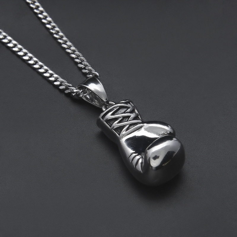 Fashion- Hop Necklace Jewelry Stainless Steel Boxing Gloves Pendant Necklace With 60cm Gold Cuban Chain