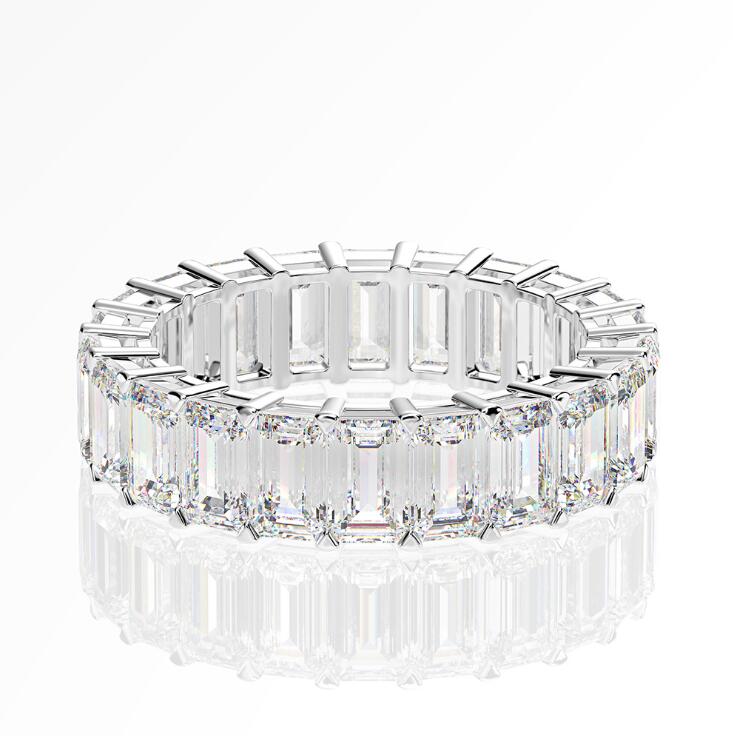Hot Sale Unique Brand New Luxury Jewelry 925 Sterling Silver Emerald Cut White Topaz CZ Diamond Gemstones Party Women Wedding Band Ring Gift