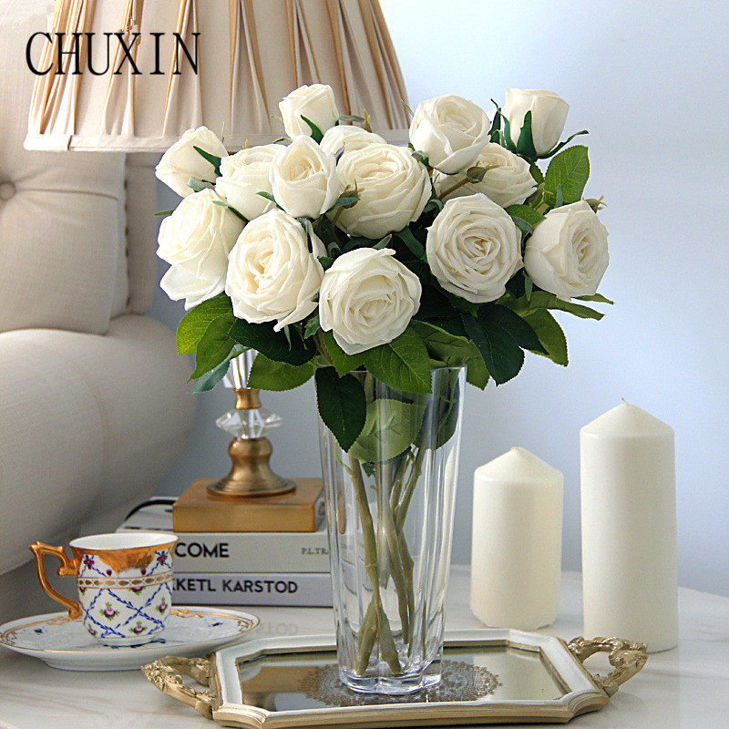 3 head high-end artificial silk flowers feel moisturizing rose single branch of bouquet home decoration ornaments Photo props, White
3 head high-end artificial silk flowers feel moisturizing rose single branch of bouquet home decoration ornaments Photo props, White