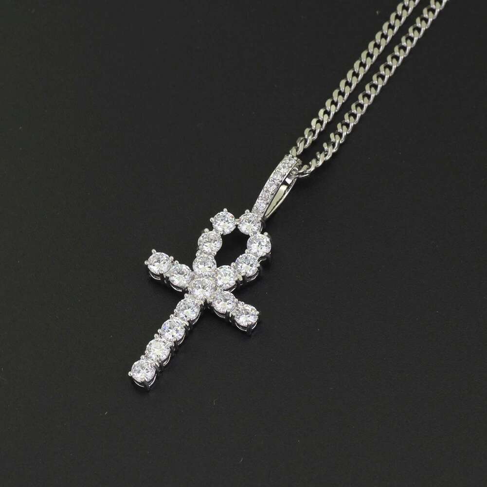 hip hop cross dias pendant necklaces for men women gift necklace jewelry gold plated copper zircons Cuban Link chain