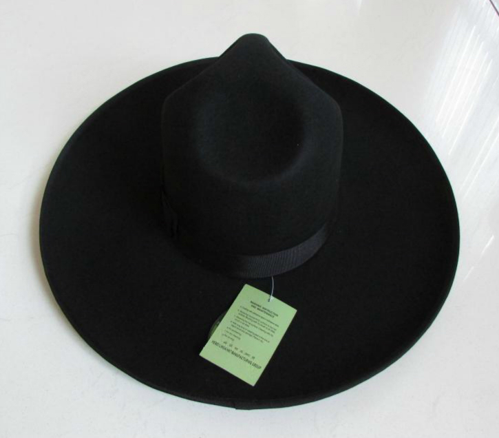 Men's 100% Woolen Fedoras Hat Wide Brim Oversize 12cm Woolen Hat Fashion Black Wool Felt Fedora Woolen Cap Equestrian Hat B-8127 Q190417