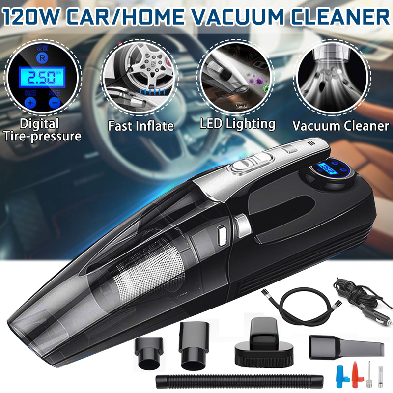 4 in 1 Car Handheld Vacuum Cleaner With Digital Tire Inflator Pump Pressure Gauge LED Light For Home Auto
4 in 1 Car Handheld Vacuum Cleaner With Digital Tire Inflator Pump Pressure Gauge LED Light For Home Auto