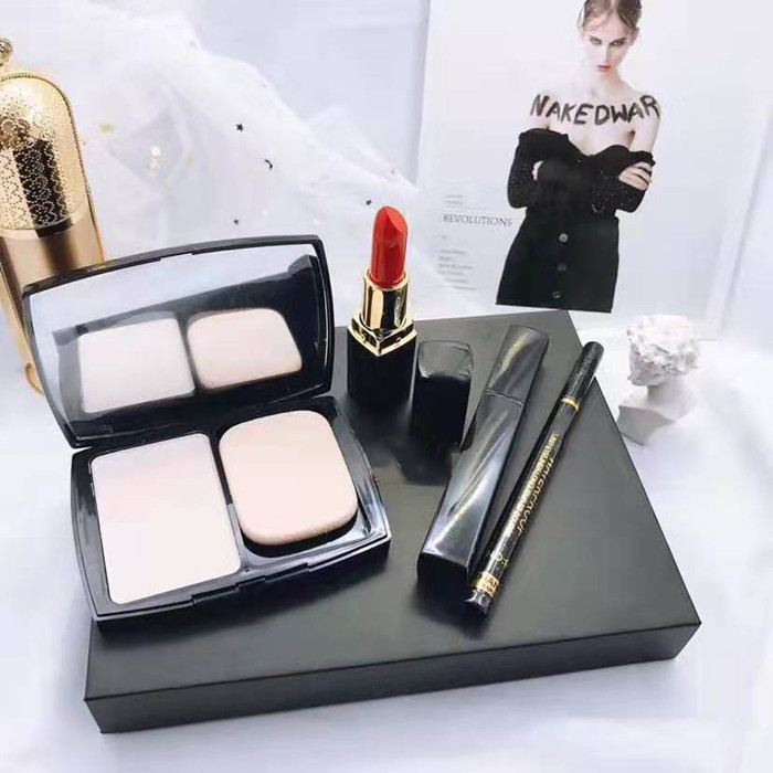 

Hot Selling Dropshipping 4 in 1 makeup set Kollection matte lipstick eyeliner face powder mascara eye liner make up kit