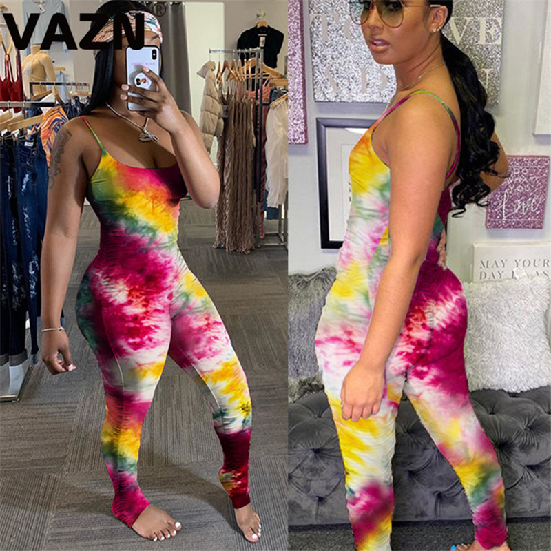 VAZN 2020 Tie Dye Print Rompers Womens Jumpsuit Sexy Fashion V-neck Sleeveless Bandage Shinny Jumpsuits, Pink
VAZN 2020 Tie Dye Print Rompers Womens Jumpsuit Sexy Fashion V-neck Sleeveless Bandage Shinny Jumpsuits, Pink