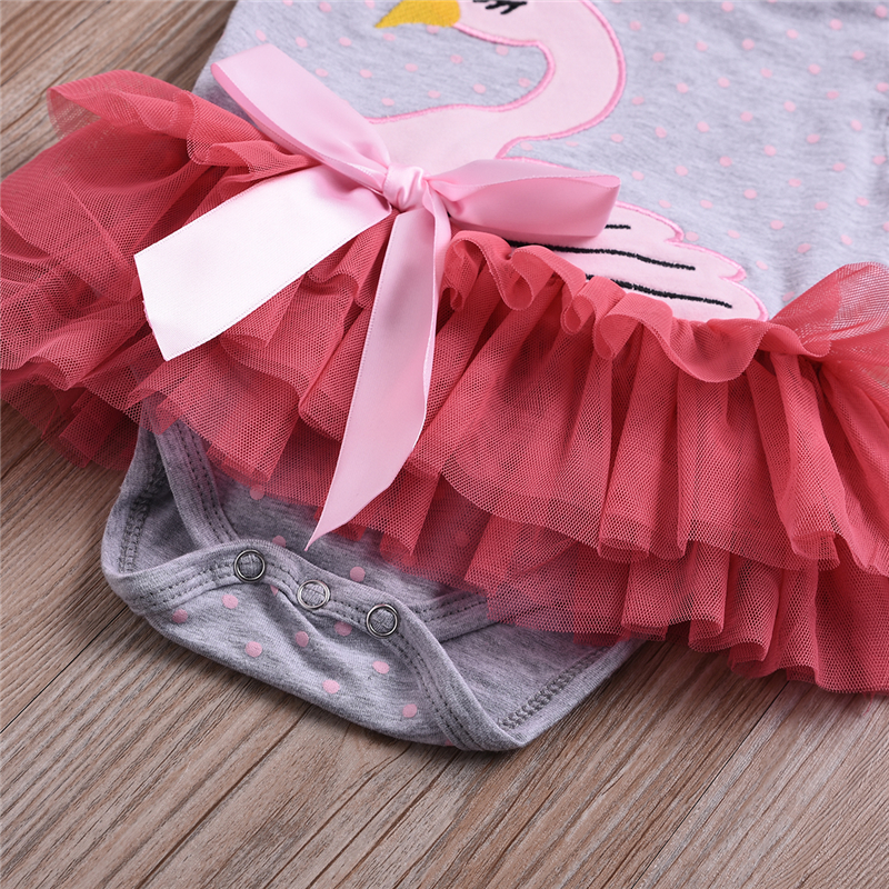 Infant baby girls swan dot rompers with bow headband lace Tulle jumpsuits bodysuit onesies fashion boutique kids clothes 0-24M B11