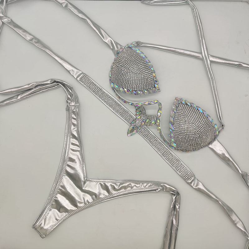 Bikinis Set Vacation Diamond Bikini Rhinestone Swimwear Sexy Women Bathing Suit Bling Stones Beachwear1