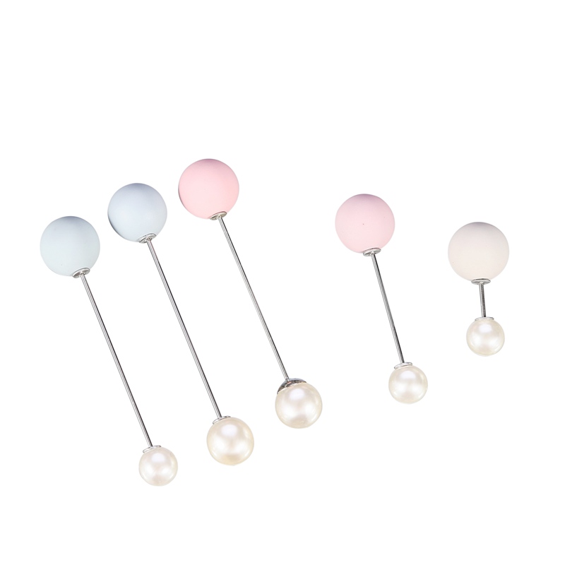 Scrub short paragraph brooch black white elegant temperament double-layer imitation pearl brooch 2 pieces