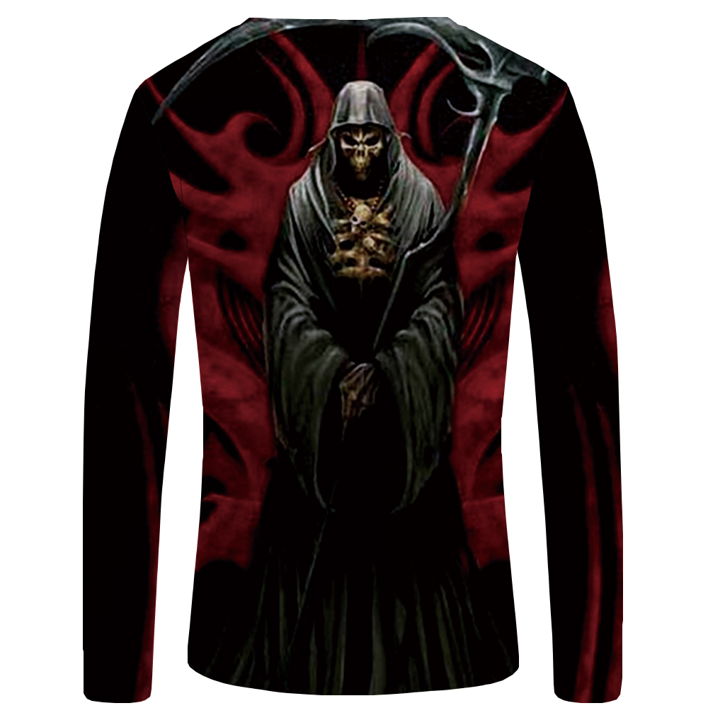 KYKU Skull T shirt Men Long sleeve shirt Black Clothes Devil Funny T shirts 3D Printed Tshirt Rock Streetwear Mens Clothing MX200509