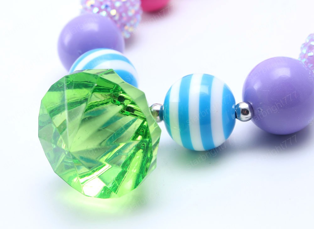 Colorful Acrylic Beads Necklace For Child/Girls/Kids Chunky Bubblegum Necklace Handmade Party Jewelry Gift New
