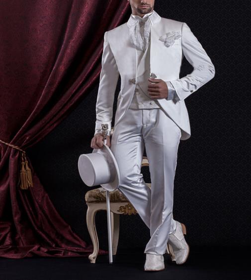 White Satin 3 Pieces Groom Suit With Jacquard Vest Custom Made Groom Tuxedos Groomsman Suit wedding (Jacket+Pants+Vest, Black
White Satin 3 Pieces Groom Suit With Jacquard Vest Custom Made Groom Tuxedos Groomsman Suit wedding (Jacket+Pants+Vest, Black