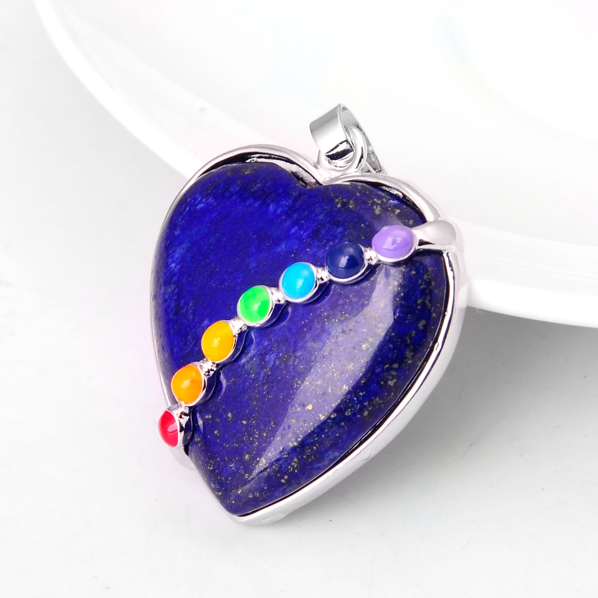 Heart-shaped ring face with 7-color heart-shaped gemstone pendant necklace European and American women popular models