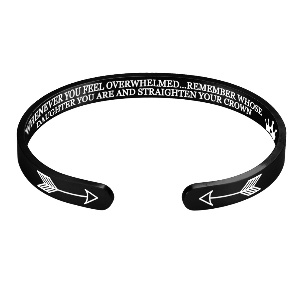 Fashion 6mm Personalized Cuff Bracelet remember whose daughter you are Engraved Titanium Steel Bangle Gifts For Women Girls