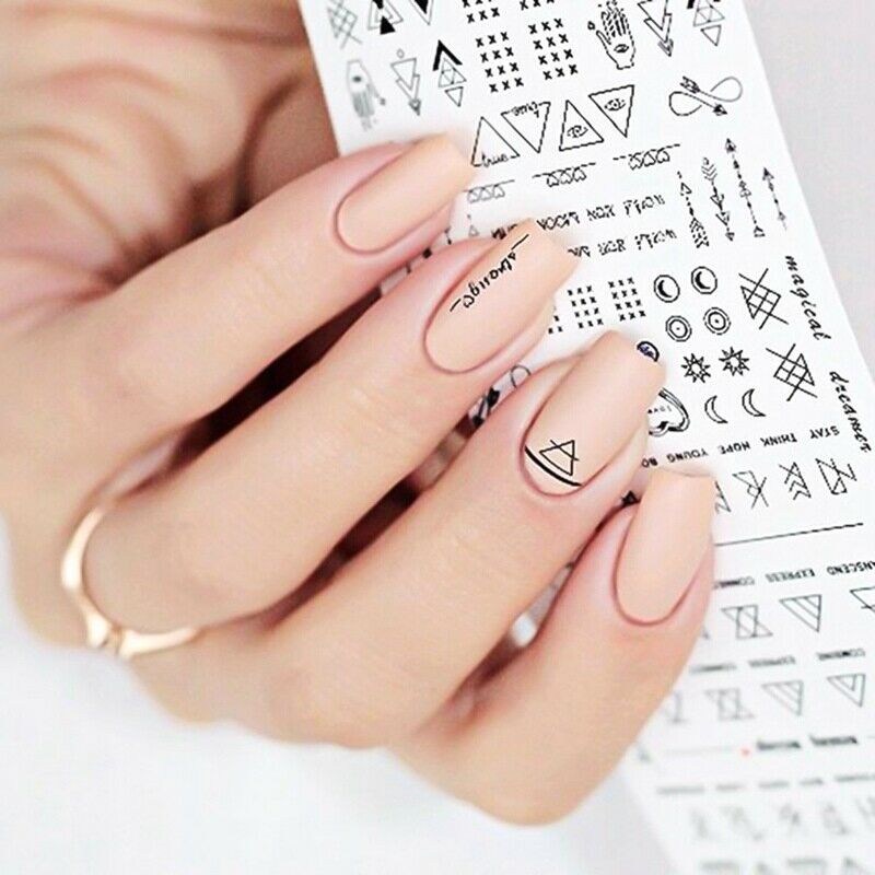 Manicure Water Applique Transfer Sticker Letter Theme Nail Decorating Technique DIY Beaut.A874