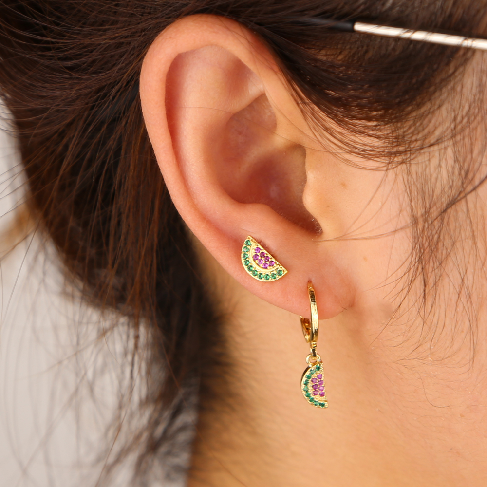 2024 colorful summer beach earrings new design jewelry gold silver watermelon palm tree wineglass cute lovely stud earring for women